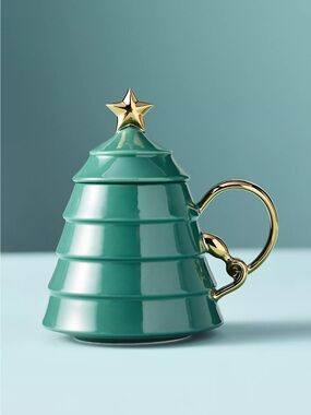 Anthropologie Arbol Tree Lidded Stoneware Mug New In Box